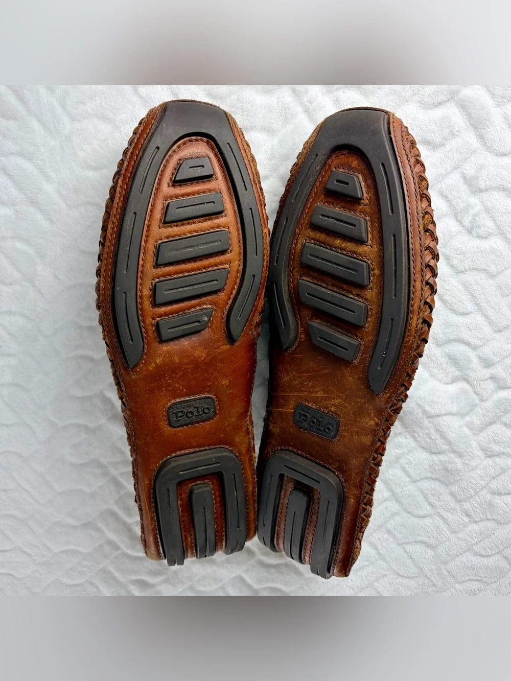 VTG 90s Ralph Lauren Leather Woven Loafers Men’s Size 10 Eclectic Grandpa vibe